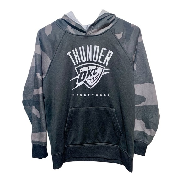 Kids Camo NBA OKC Thunder Basketball Hoodie Size Large 14-16 - Picture 1 of 3